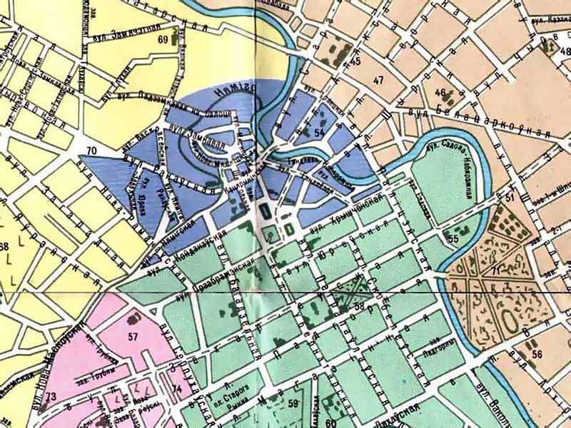 Карта центра Минска 1898 года. Улица Немига. История Минска