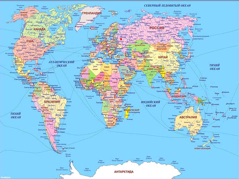 Карта Мира. Страны мира и их столицы..  Фотографии. Картинка